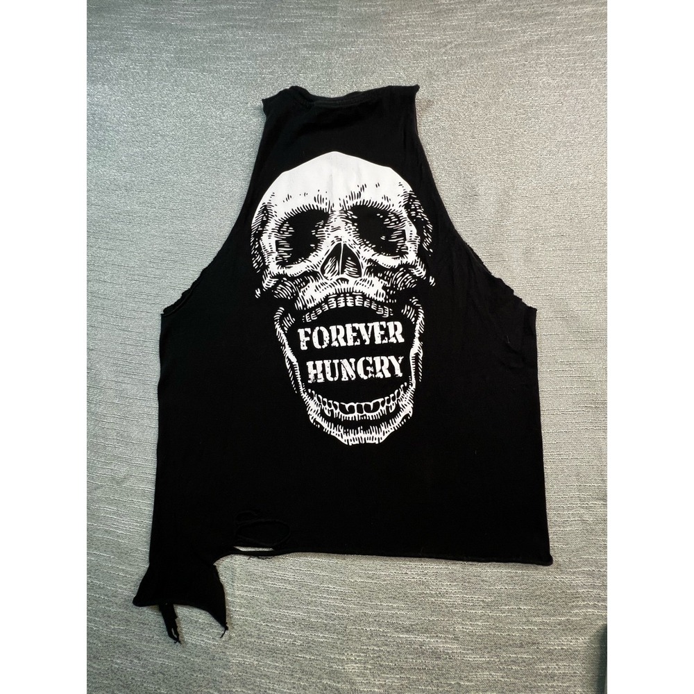 The Drive Clothing Forever Hungry Skull Distressed Muscle Tank Top Black Medium - Picture 5 of 6